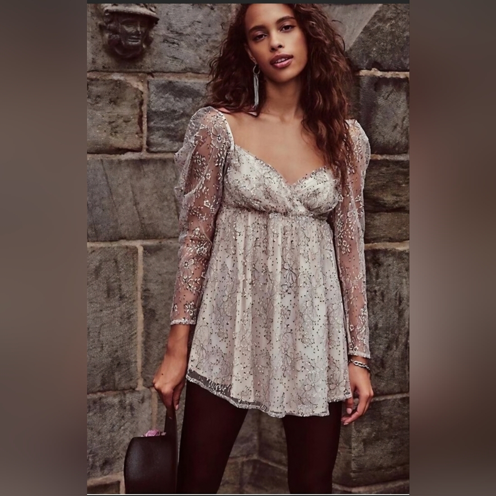 Free People Babydoll Lace Top - Picture 6 of 7